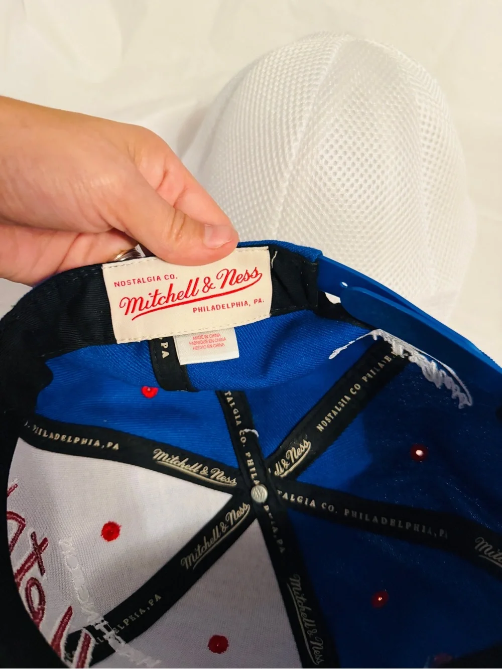 Mitchell & Ness Washington Bullets Snapback Hat NBA HWC Blue Red Green Brim